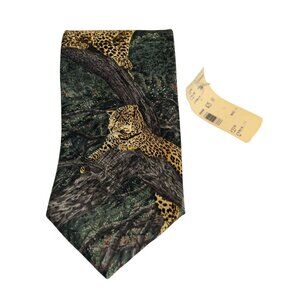 VTG 1995 Simon Combes "Solitary Hunters" Leopard Cheetah Tie NWT USA Made